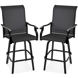 Set of 2 Outdoor Swivel Barstools - Black
