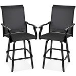 Set of 2 Outdoor Swivel Barstools - Black