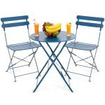 Kromax 3-Piece Blue Folding Bistro Set