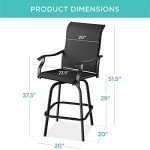 Set of 2 Outdoor Swivel Barstools - Black