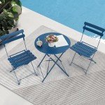 Kromax 3-Piece Blue Folding Bistro Set