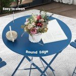 Kromax 3-Piece Blue Folding Bistro Set