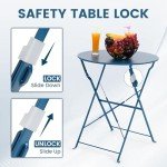 Kromax 3-Piece Blue Folding Bistro Set