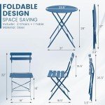 Kromax 3-Piece Blue Folding Bistro Set