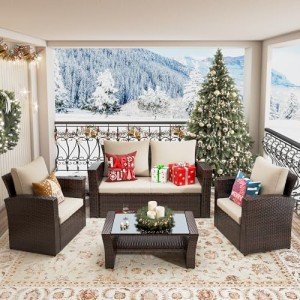 5-Piece Outdoor Rattan Sofa Patio Set