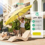 10FT LED Solar Patio Umbrella with Tilt, Yellow
