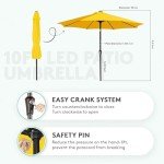 10FT LED Solar Patio Umbrella with Tilt, Yellow