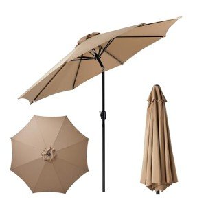 9FT Outdoor Patio Umbrella with Tilt/Crank, Khaki