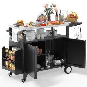 XL Weatherproof Outdoor Grill Cart with Wheels