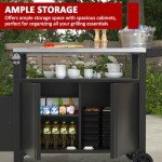 XL Weatherproof Outdoor Grill Cart with Wheels