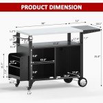 XL Weatherproof Outdoor Grill Cart with Wheels