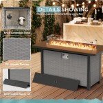 45" Rectangular Gas Fire Pit Table - Grey