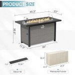 45" Rectangular Gas Fire Pit Table - Grey