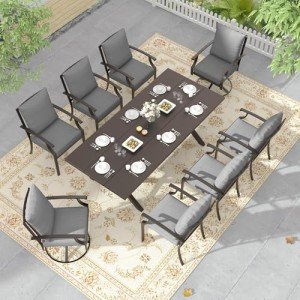 9-Piece Outdoor Dining Set with Umbrella Hole