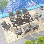 9-Piece Outdoor Dining Set with Umbrella Hole
