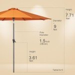 9ft Patio Market Umbrella with Tilt and Crank