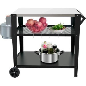 Stainless Steel Outdoor Grill Table with Wheels