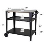 Stainless Steel Outdoor Grill Table with Wheels