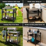 Stainless Steel Outdoor Grill Table with Wheels