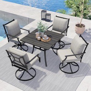 5-Piece Outdoor Dining Set with Swivel Chairs