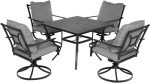 5-Piece Outdoor Dining Set with Swivel Chairs