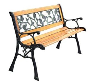 Stylish Cast Iron and Hardwood Garden Bench