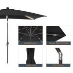 Bonosuki 6x9ft Solar Light Patio Umbrella