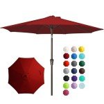 9FT Red Patio Umbrella with Tilt and Crank