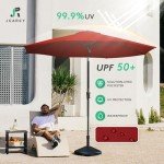 9FT Red Patio Umbrella with Tilt and Crank