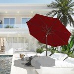 9FT Red Patio Umbrella with Tilt and Crank