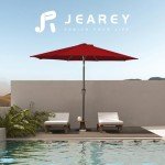 9FT Red Patio Umbrella with Tilt and Crank