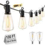 100FT LED Outdoor String Lights with Dimmable Bulbs