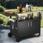 Rolling Outdoor Grill Cart with Storage & Wheels