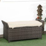 27 Gallon Wicker Patio Storage Bench with Cushion