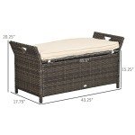27 Gallon Wicker Patio Storage Bench with Cushion