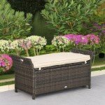 27 Gallon Wicker Patio Storage Bench with Cushion