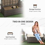 27 Gallon Wicker Patio Storage Bench with Cushion