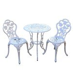 Centennial Bistro Set with Umbrella Hole - Rose White