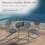Light Blue 3-Piece Peacock Bistro Set