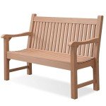 Teak Color 2-Person All-Weather Garden Bench