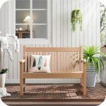 Teak Color 2-Person All-Weather Garden Bench