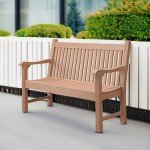 Teak Color 2-Person All-Weather Garden Bench