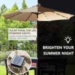 9' Solar LED Patio Umbrella with Tilt & Crank