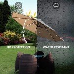 9' Solar LED Patio Umbrella with Tilt & Crank