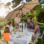 9' Solar LED Patio Umbrella with Tilt & Crank