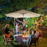 9' Solar LED Patio Umbrella with Tilt & Crank