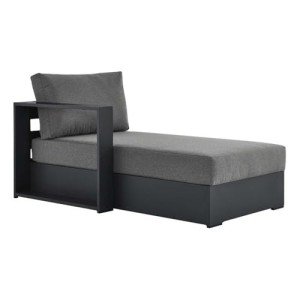 Gray Charcoal Aluminum Outdoor Chaise Lounge with Cushions