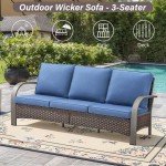 Belord Outdoor Wicker Couch – 3-Seater Patio Sofa