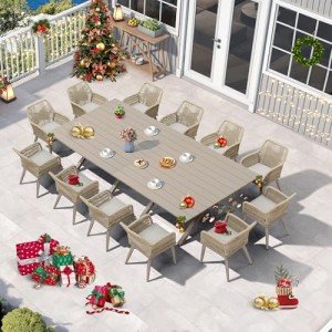 14-Piece Outdoor Patio Dining Set for 12