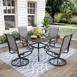 MFSTUDIO 4-Piece Outdoor Dining Set with Swivel Chairs